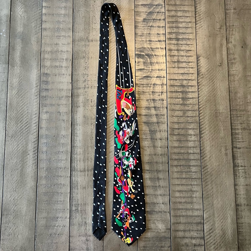 Vintage 90s silk Christmas looney tunes tie